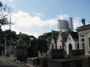サンパウロ市の繁華街に囲まれた広大なアラサ墓地